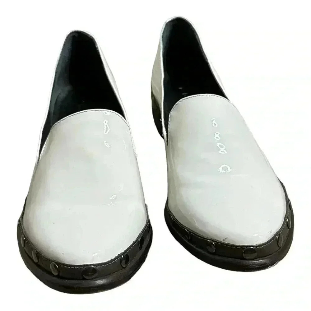 Anthropologie M4de White Patent Leather Loafers Size 7 - Picture 3 of 6